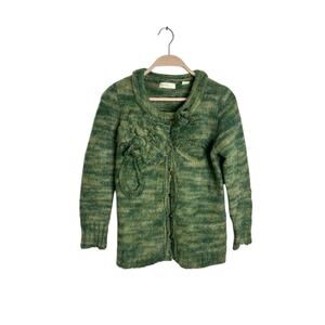 Anthropologie‎ Curry Comb Cardigan by Sleeping on Snow Green Sweater S